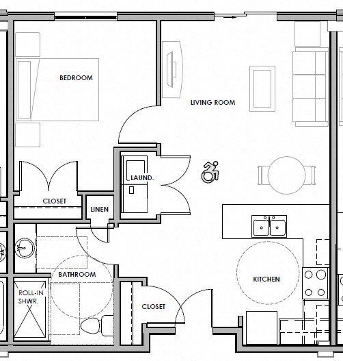 1 Bedroom Accessible Skyview Park Apartments Floorplan